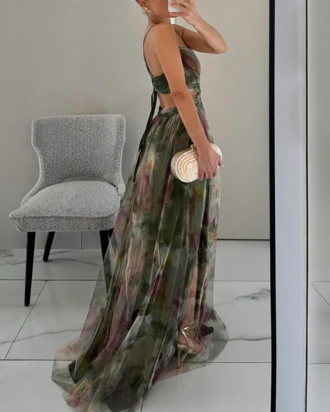 Delacroix - Elegant blomstret maxikjole