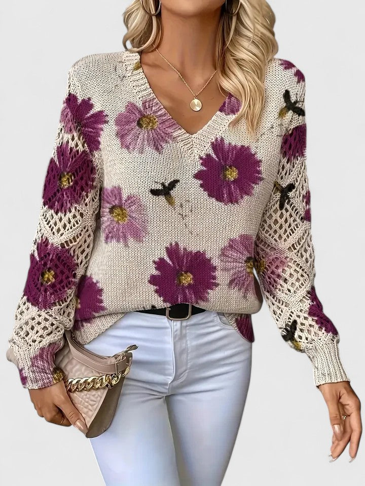 Aurélie - Let cardigan med blomster