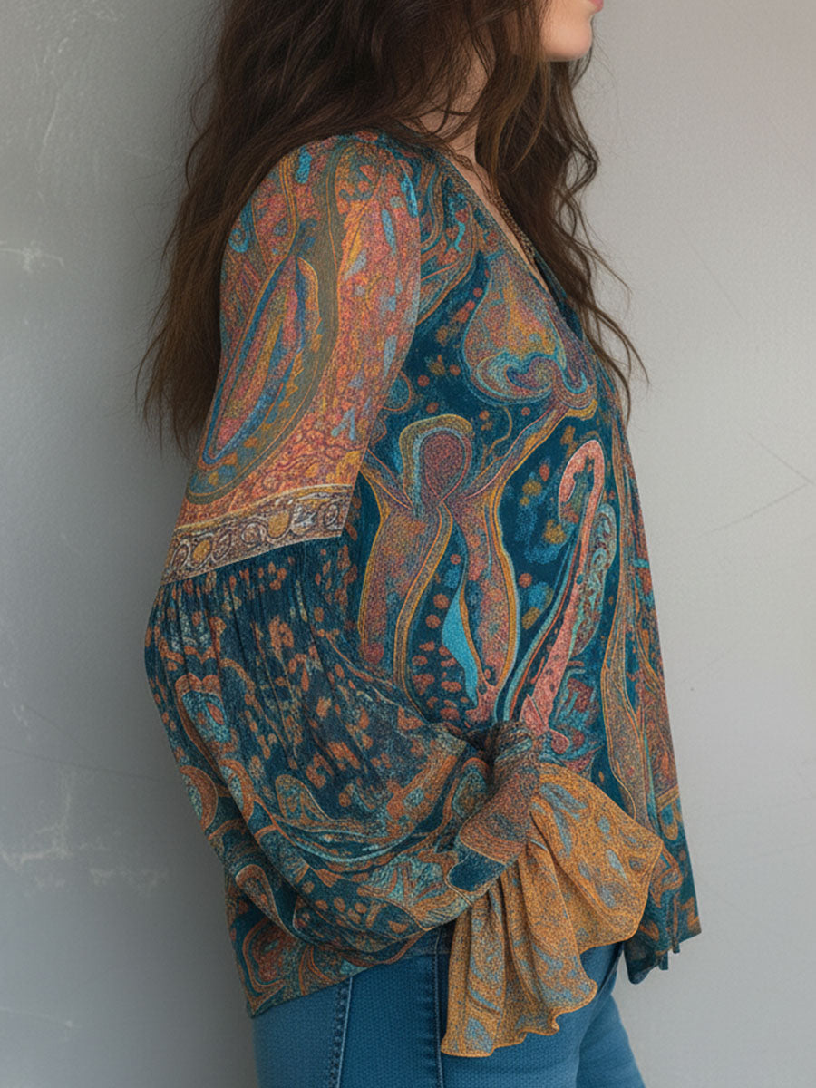 Sara - Boheme-bluse i chiffon