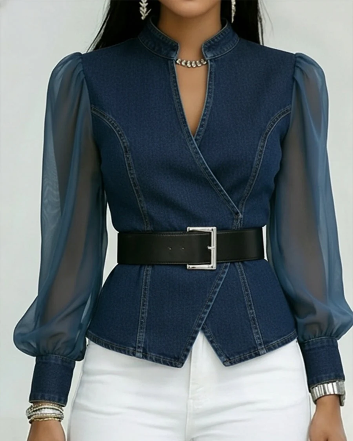 Vessa - Elegant top i denim