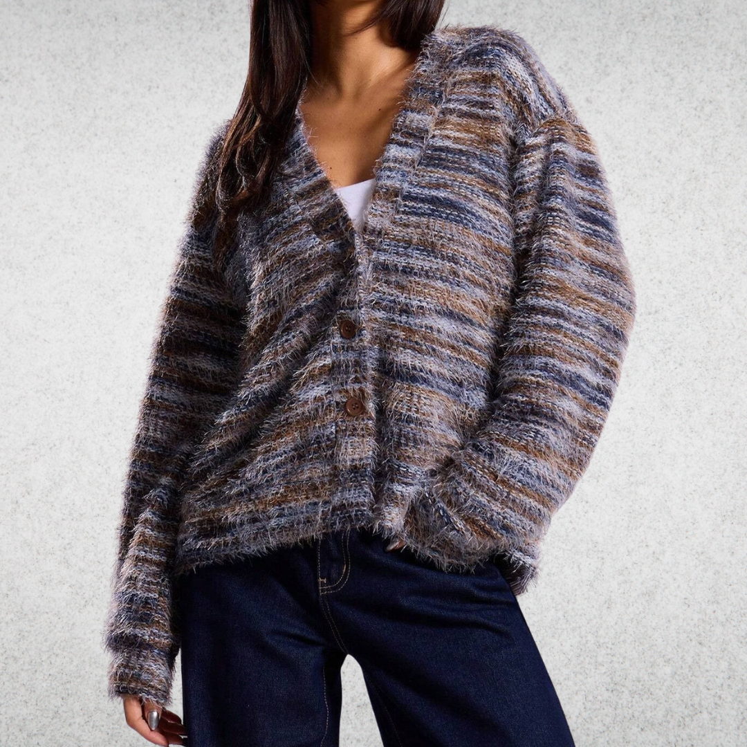 Mona - Afslappet flerfarvet cardigan