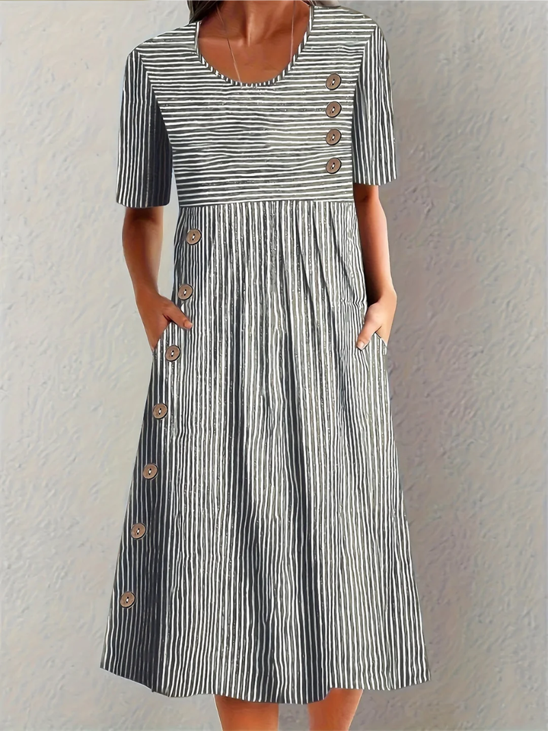 Marina - Elegant stribet midikjole