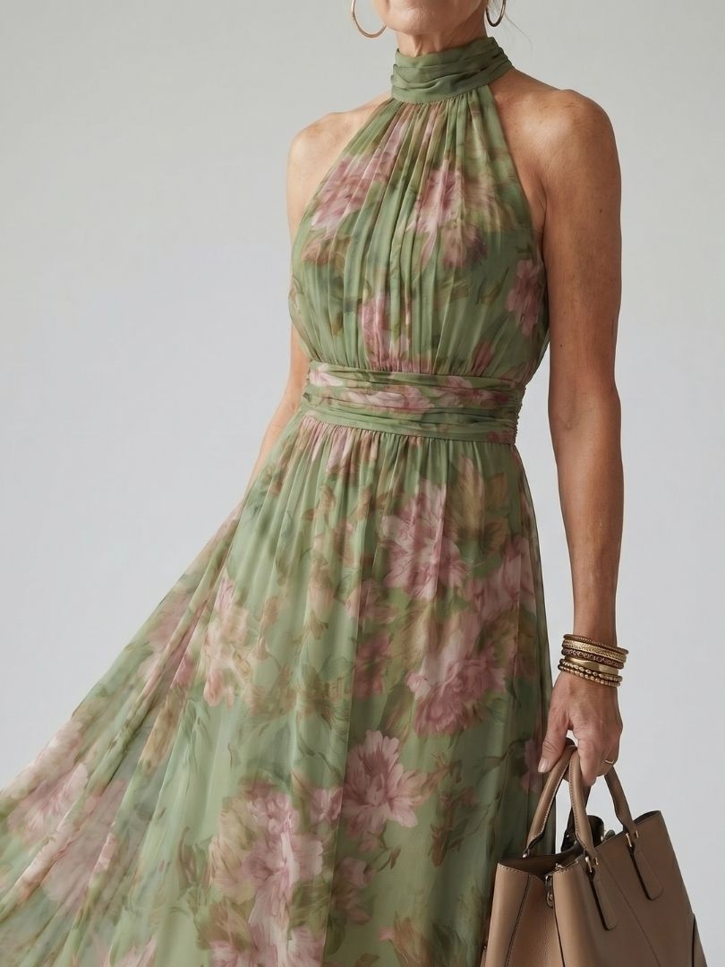 Mirelle - Elegant midikjole med blomster