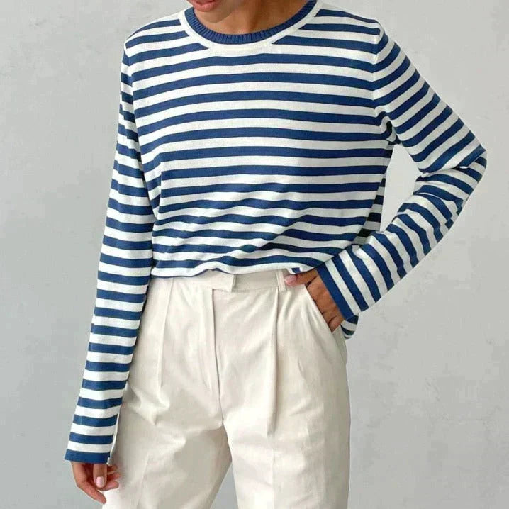 Nicole - Chic stribet striktrøje