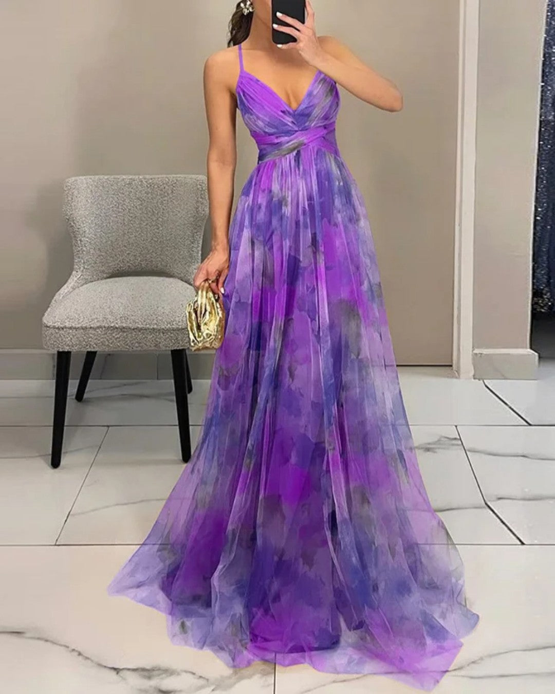 Delacroix - Elegant blomstret maxikjole