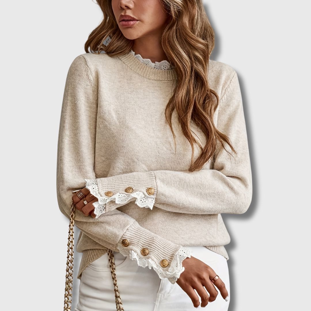 Sofie - Elegant striktrøje med blonde