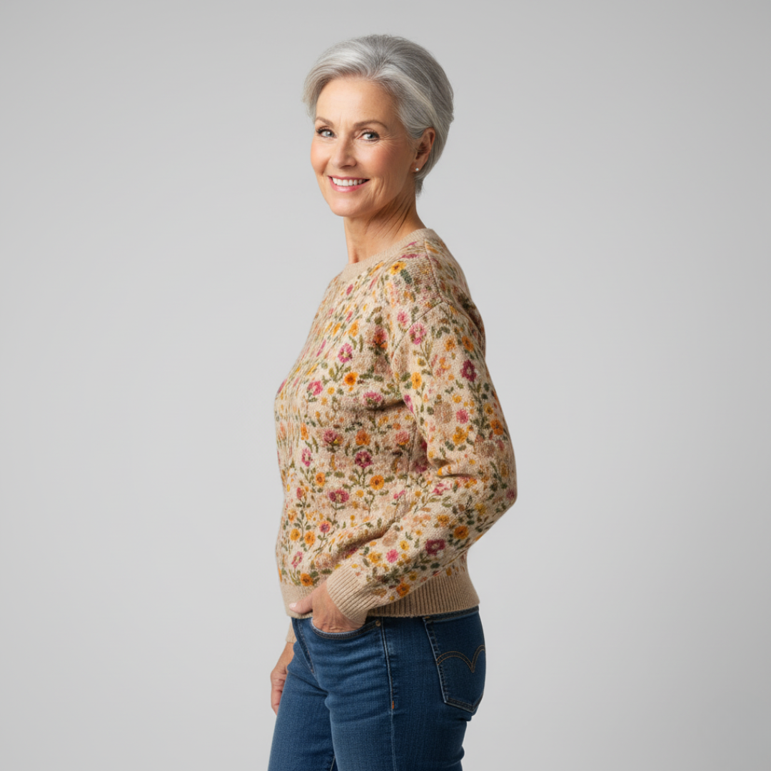 Tina - Elegant Sweater med Blomstermotiv