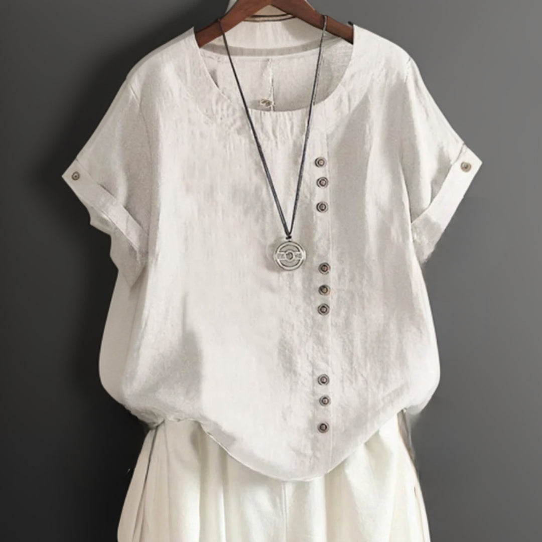 Celine - Chic T-shirt med knapper