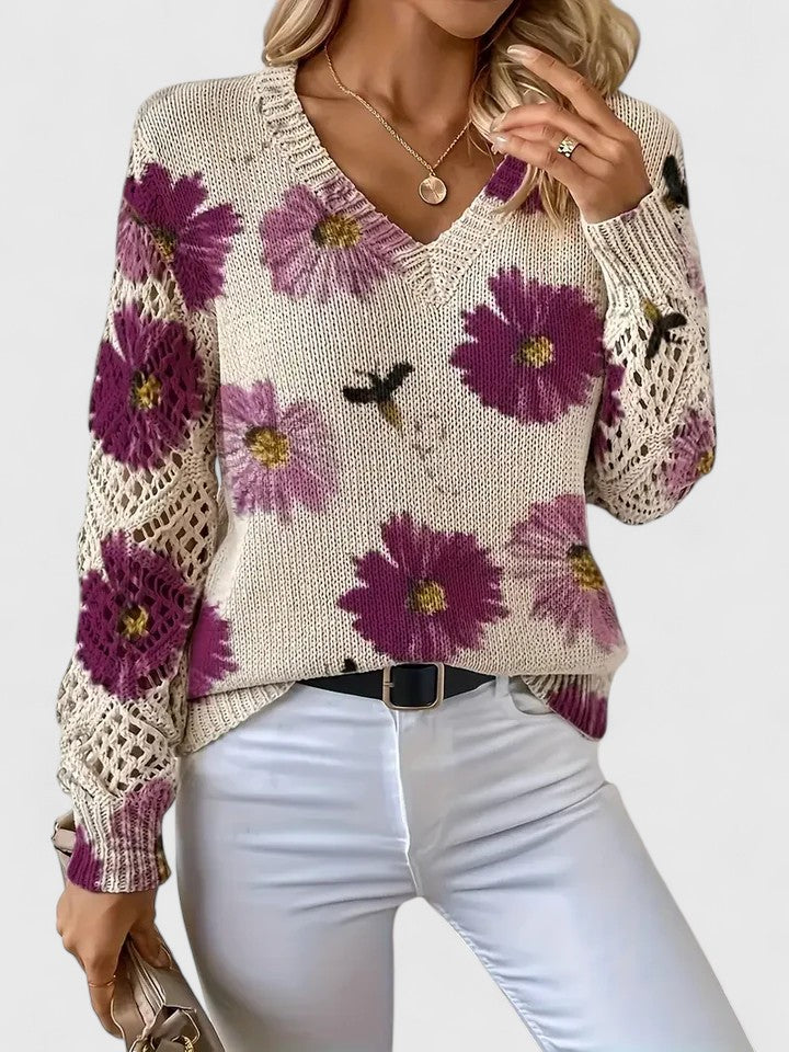 Aurélie - Let cardigan med blomster