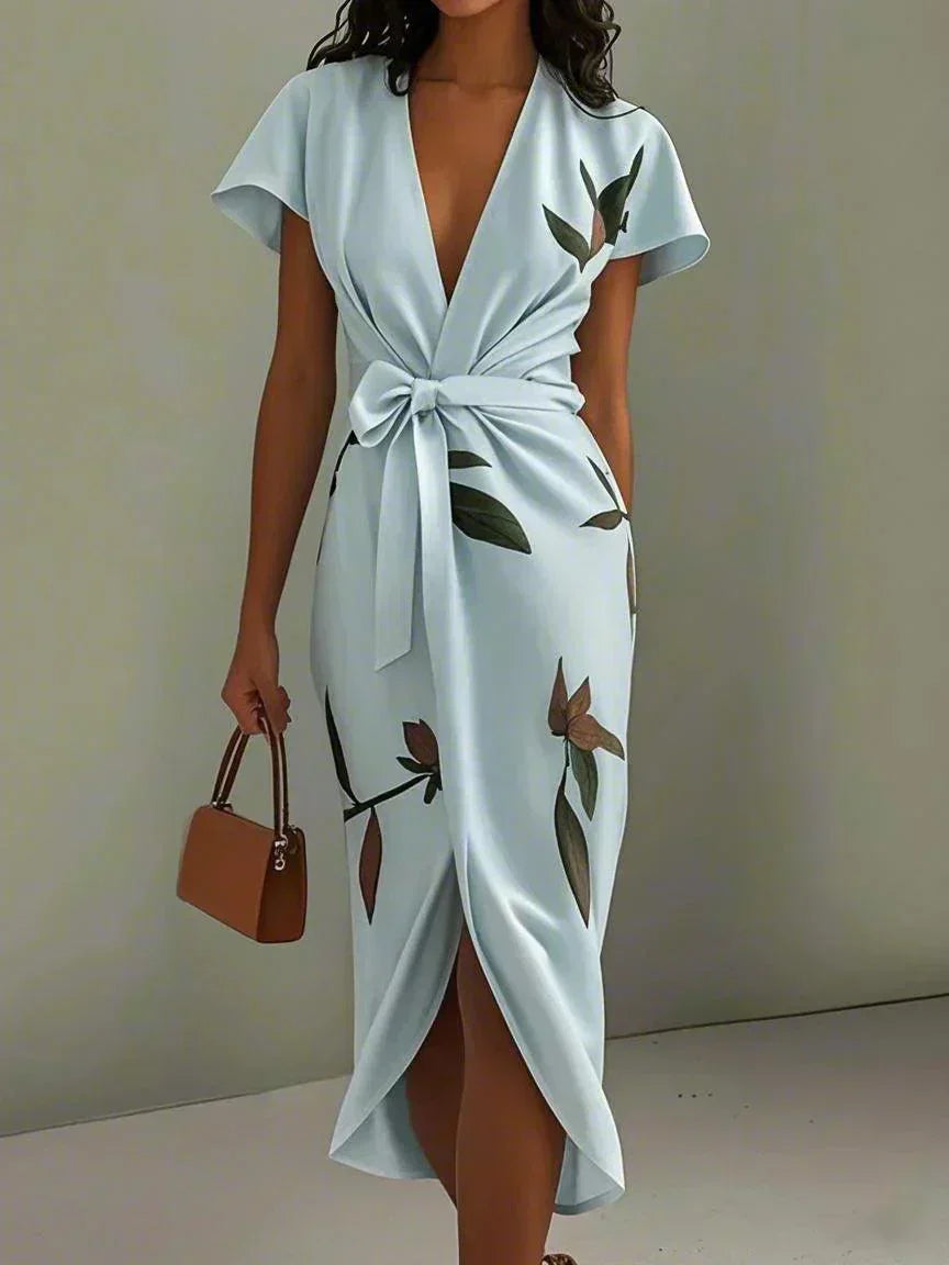 Harper - Elegant botanisk wrapkjole