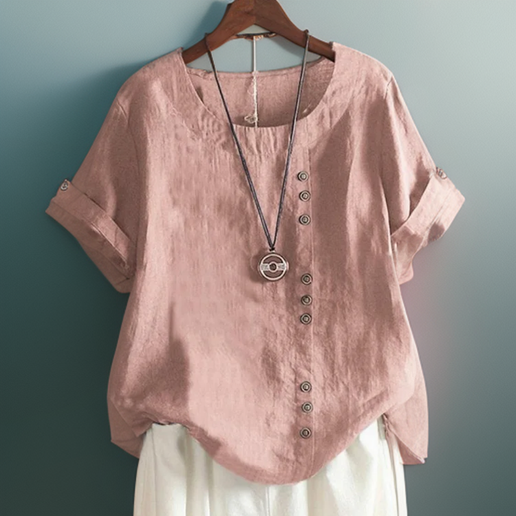 Marie - Chic t-shirt med knapper