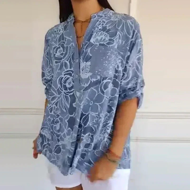 Lotte - Bluse med blomstertryk