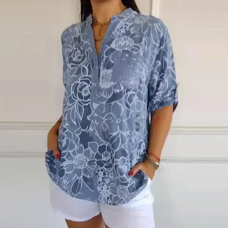 Lotte - Bluse med blomstertryk