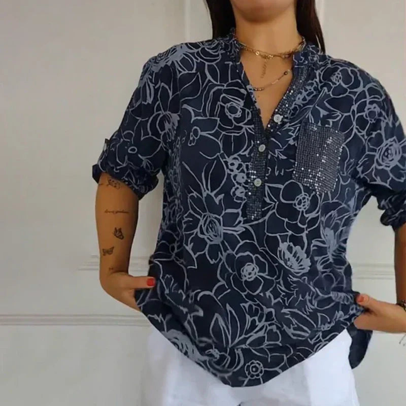 Lotte - Bluse med blomstertryk