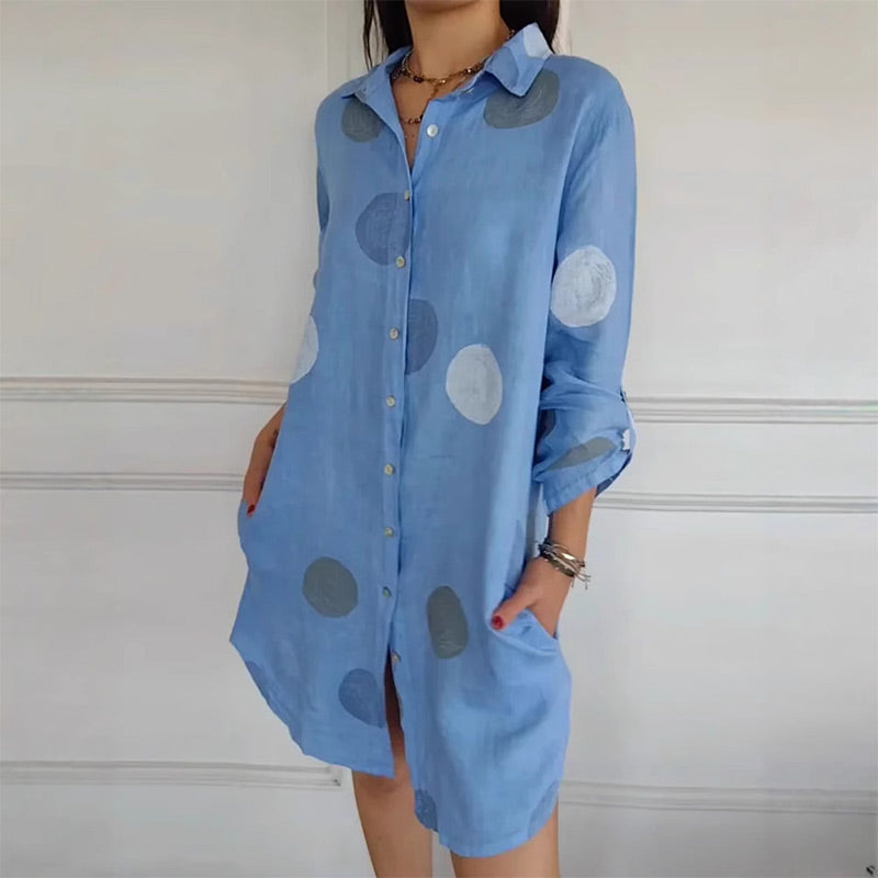 Melina - Elegant skjortekjole med print