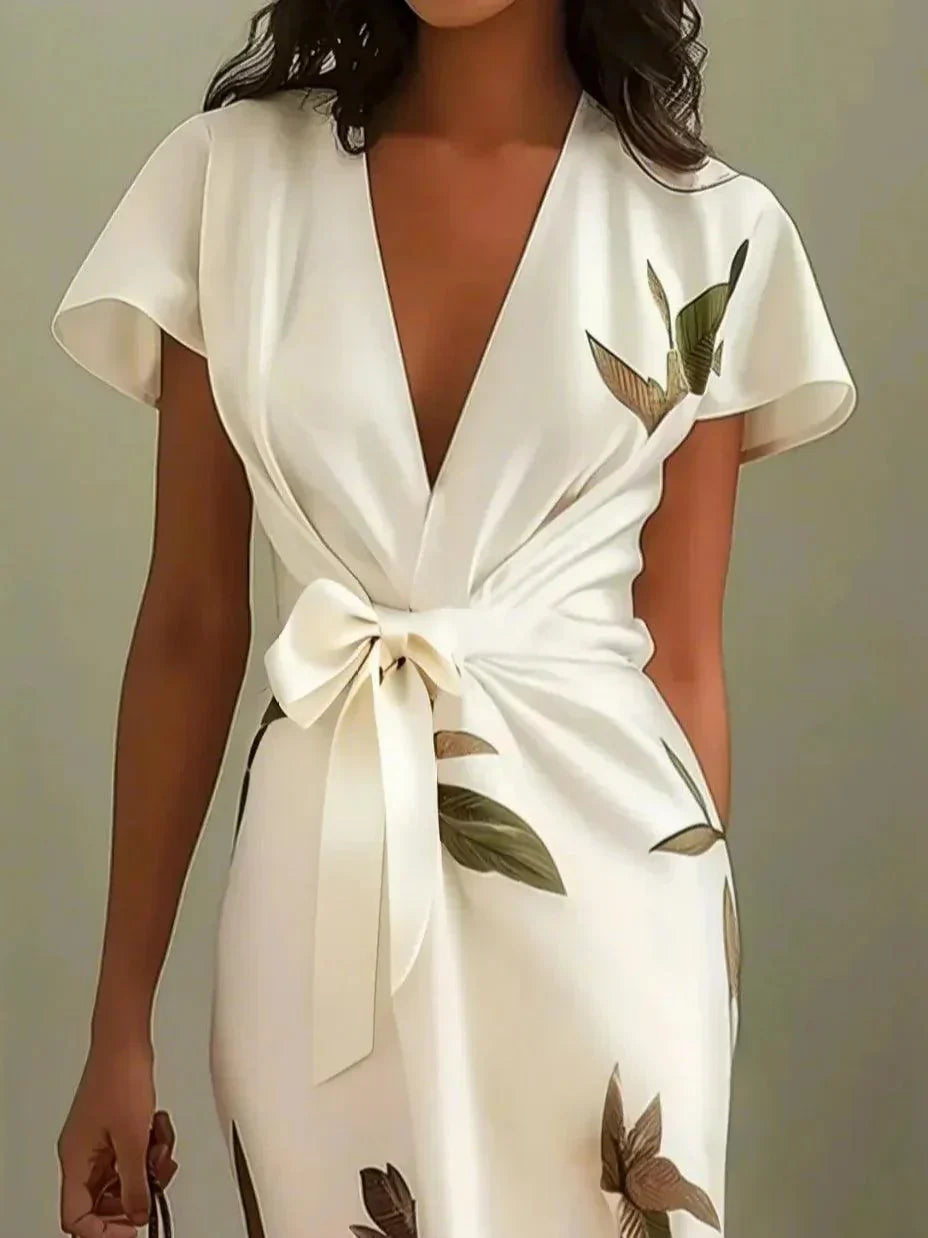 Harper - Elegant botanisk wrapkjole