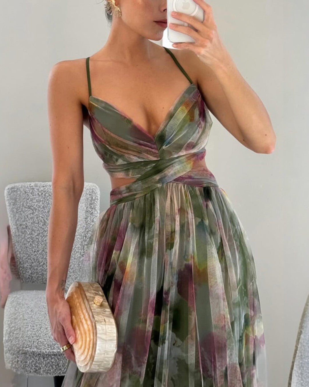 Delacroix - Elegant blomstret maxikjole