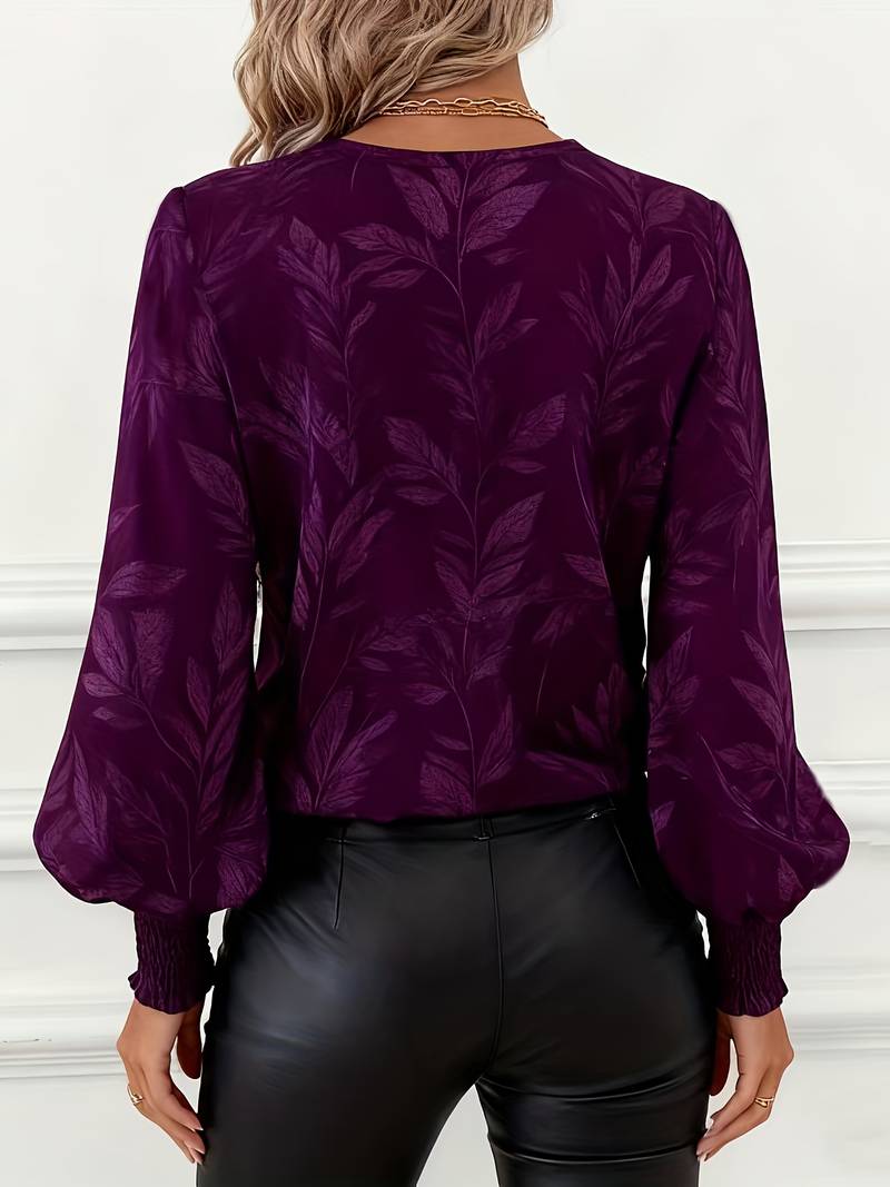 Ruchama - Elegant bluse med bladprint