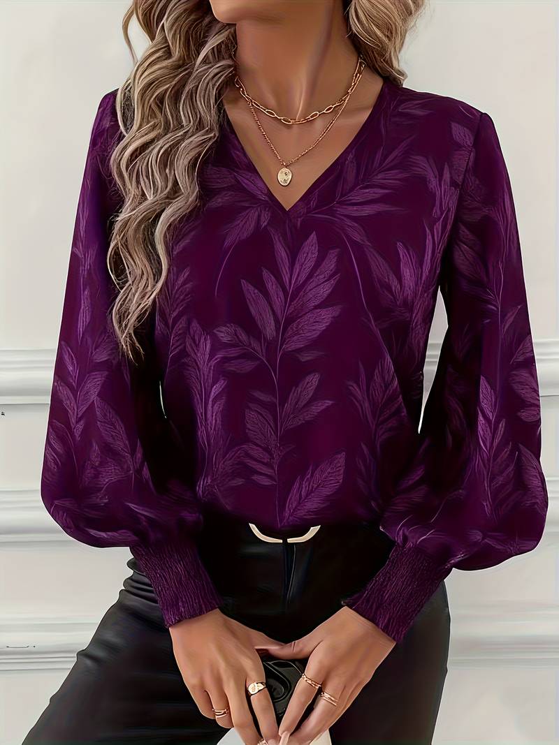 Ruchama - Elegant bluse med bladprint