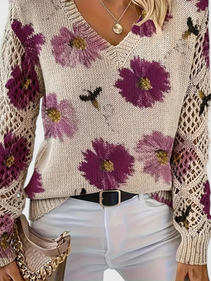 Aurélie - Let cardigan med blomster