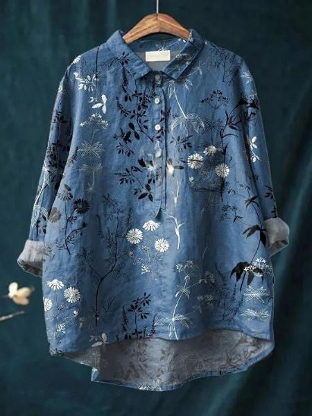 Lila - Elegant blomstret bluse