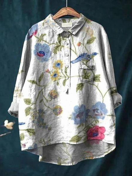Lila - Elegant blomstret bluse