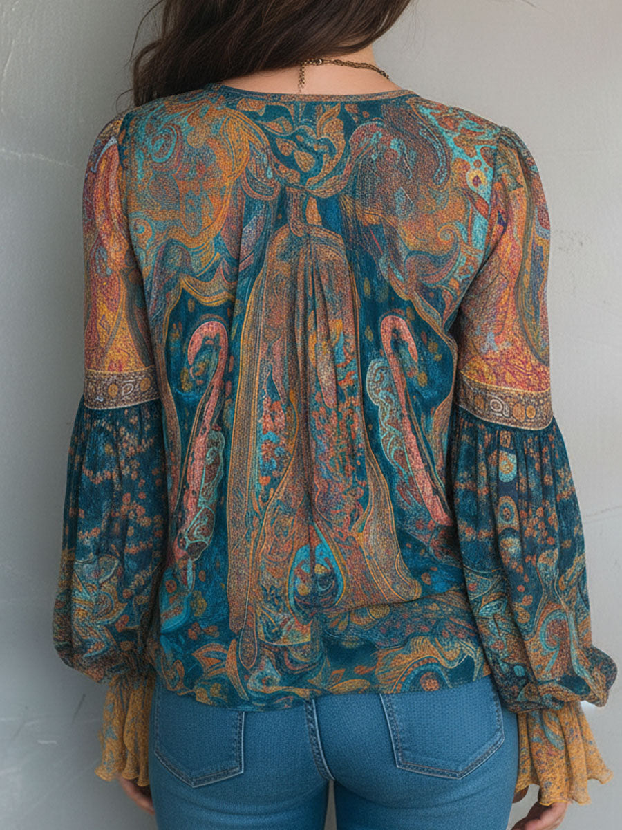Sara - Boheme-bluse i chiffon