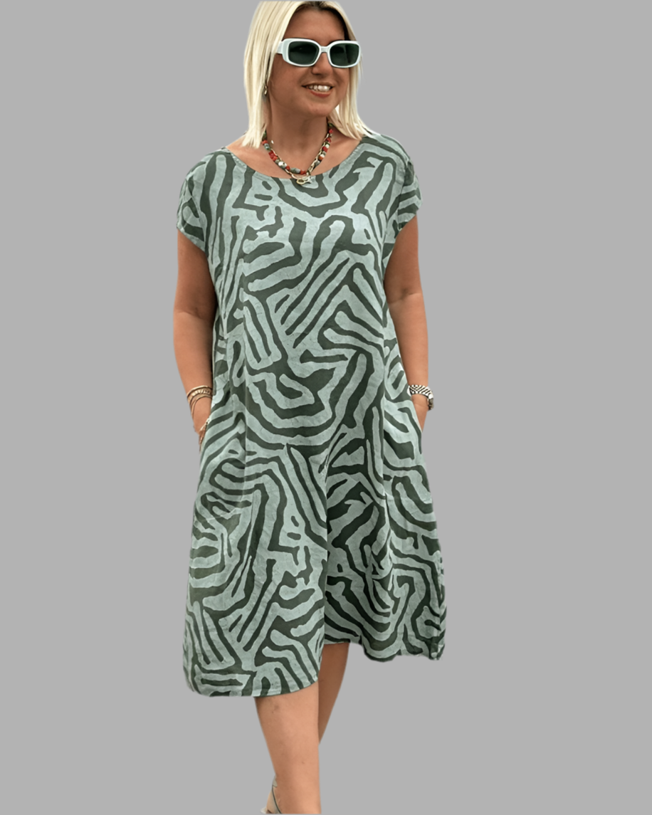 Nelia - Sommerkjole med rund hals og smukt print