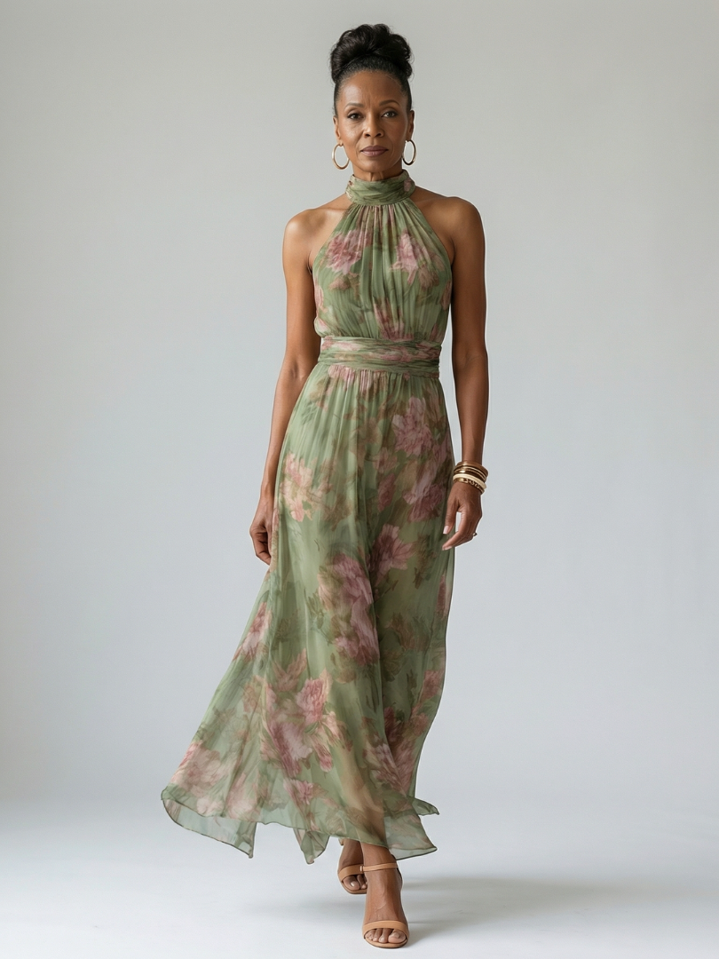 Mirelle - Elegant midikjole med blomster