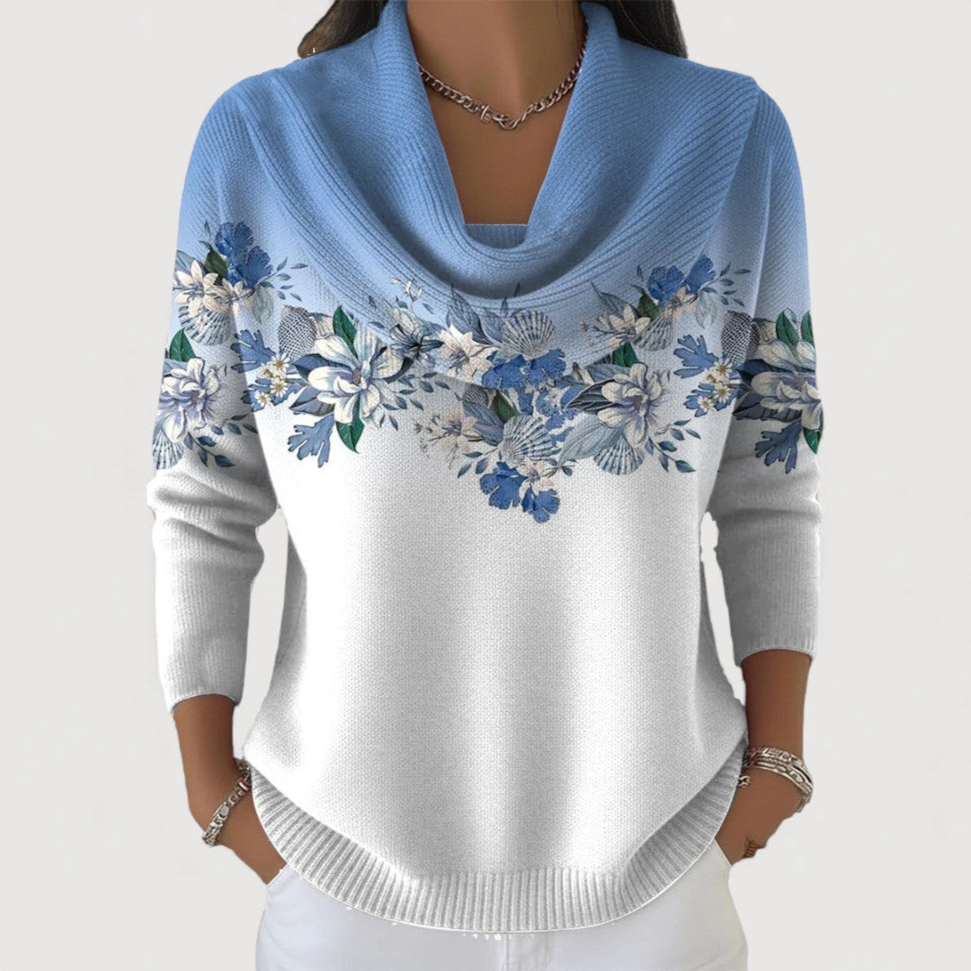 Alora - Elegant striktrøje med blomster
