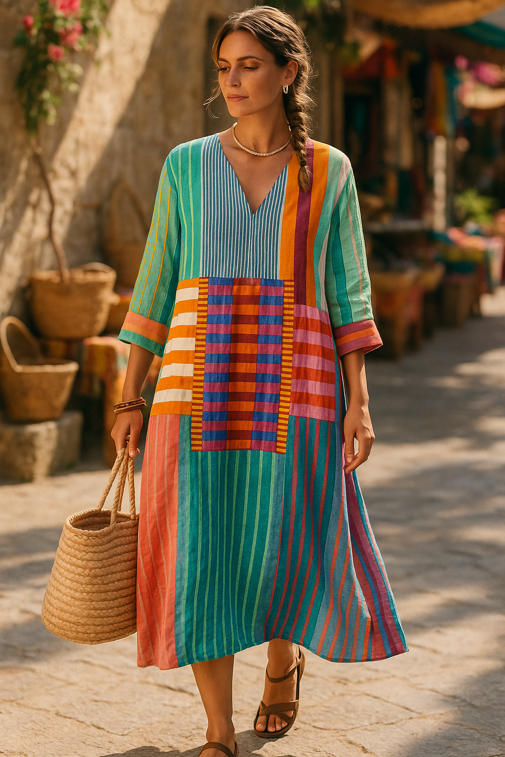 Malia - Elegant kjole med geometrisk print