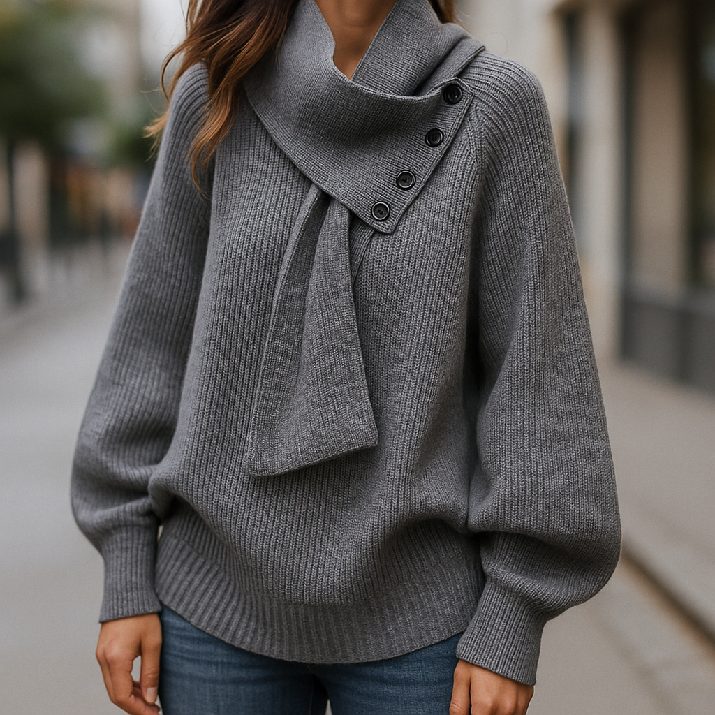 Arielle - Elegant sweater med tørklædekrave