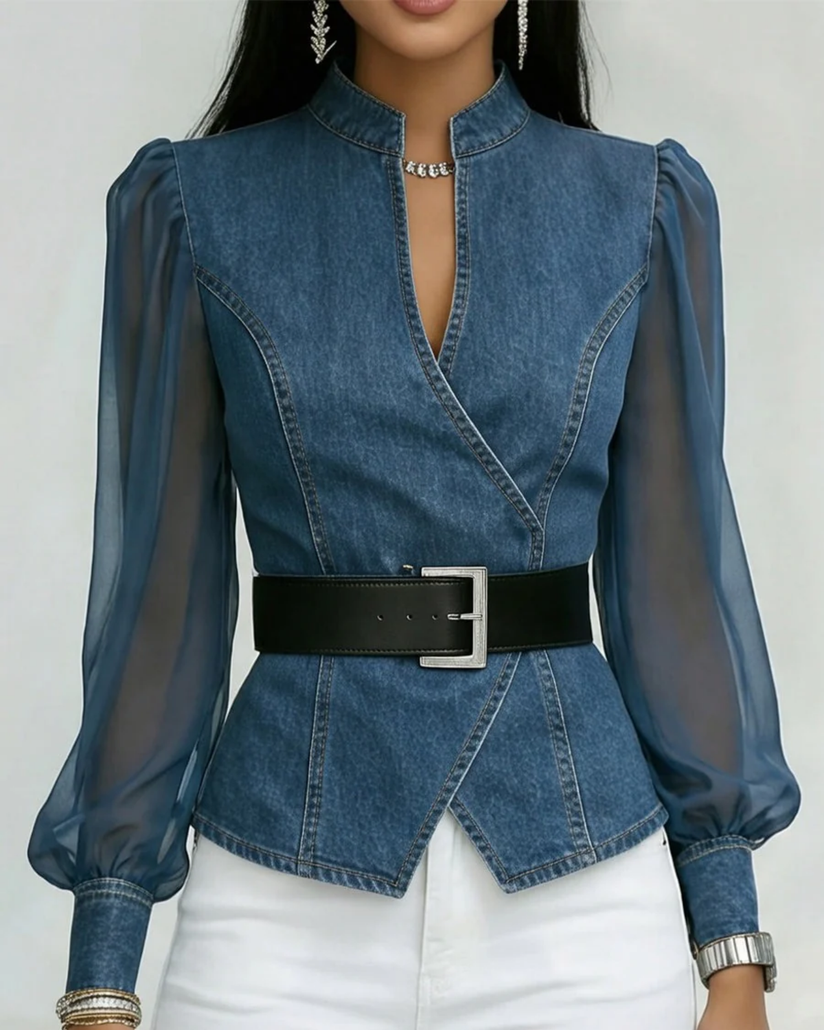 Vessa - Elegant top i denim