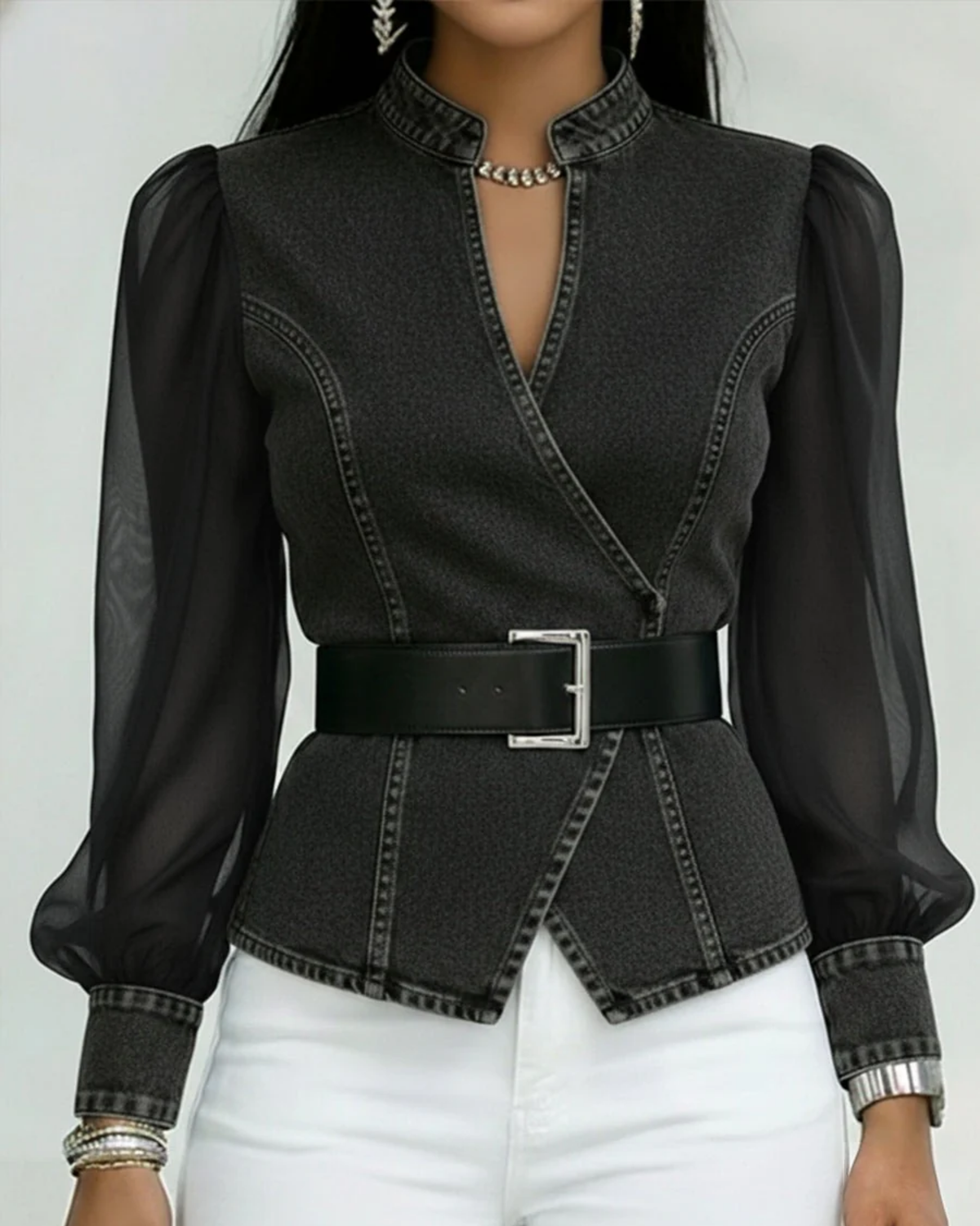 Vessa - Elegant top i denim