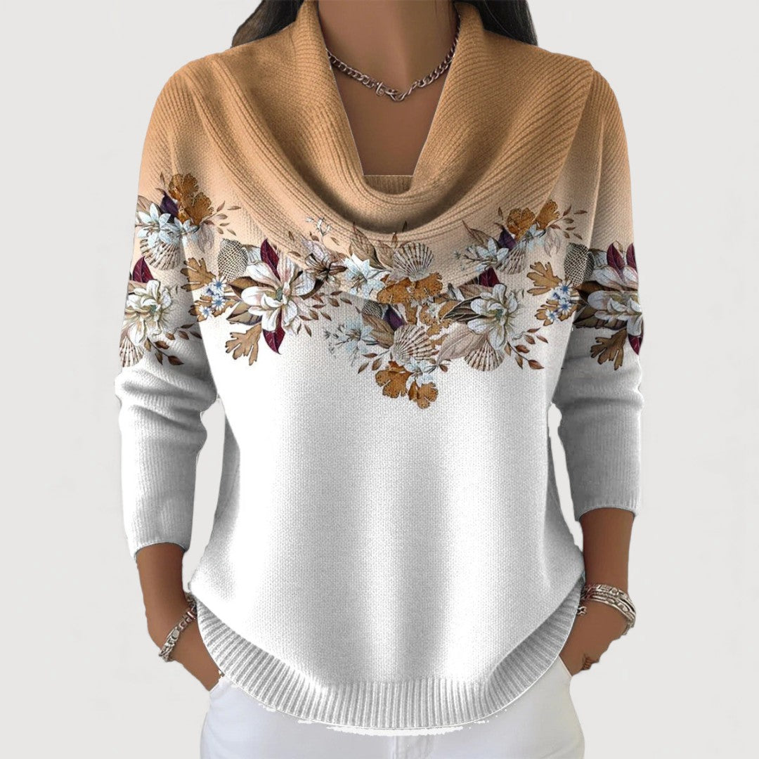 Alora - Elegant striktrøje med blomster