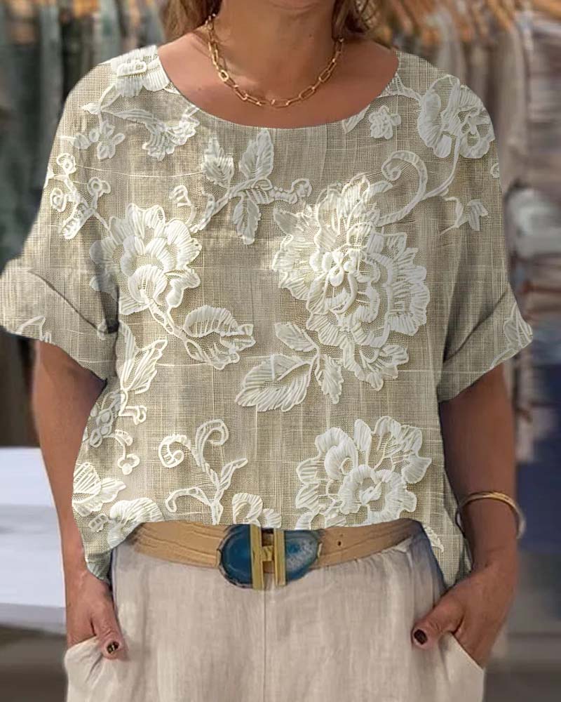 Maelin - Vintage T-shirt med blomster