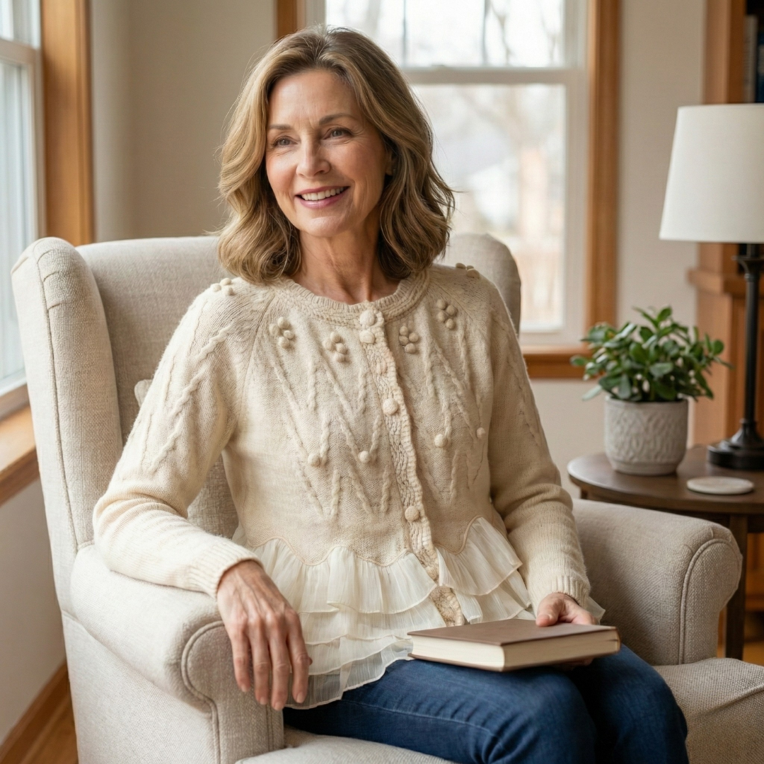 Natalie - Elegant Cardigan Med Flæser
