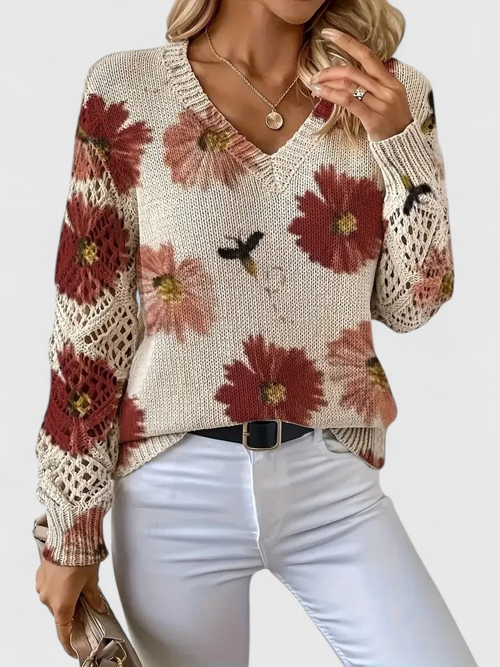 Aurélie - Let cardigan med blomster