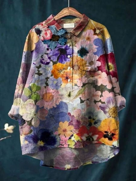 Lila - Elegant blomstret bluse