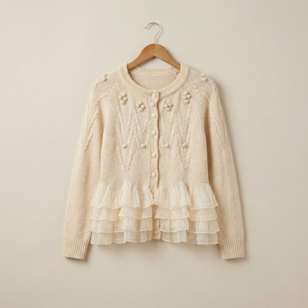 Natalie - Elegant Cardigan Med Flæser