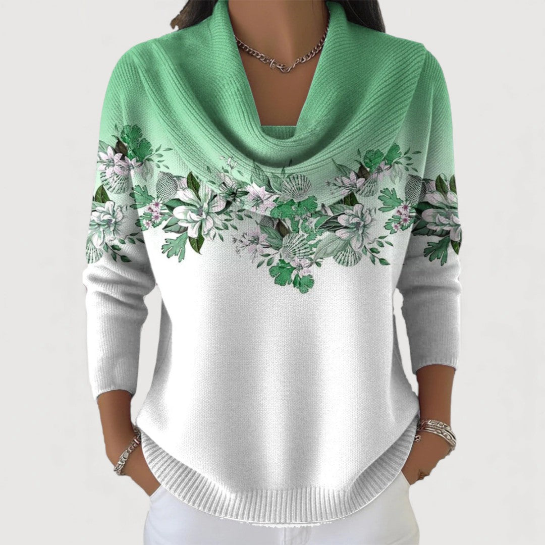 Alora - Elegant striktrøje med blomster