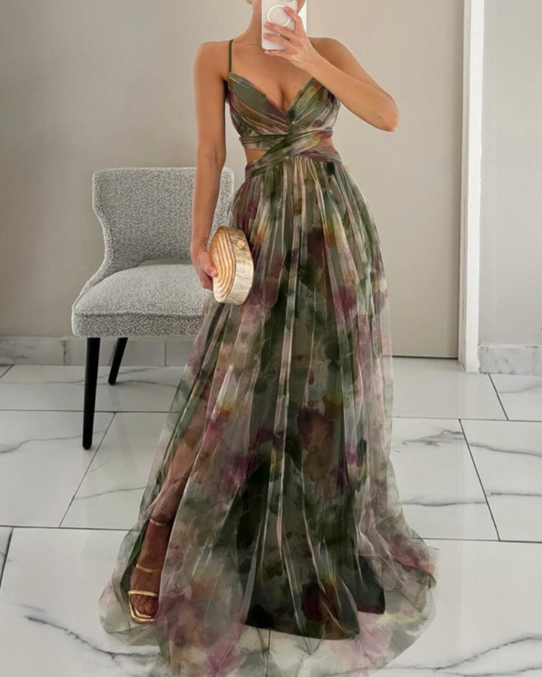 Delacroix - Elegant blomstret maxikjole