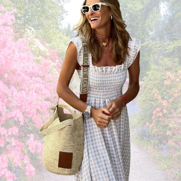 Belle - Udsvingende maxikjole i gingham