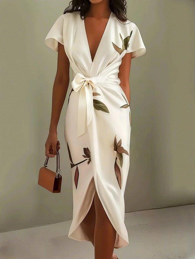 Harper - Elegant botanisk wrapkjole