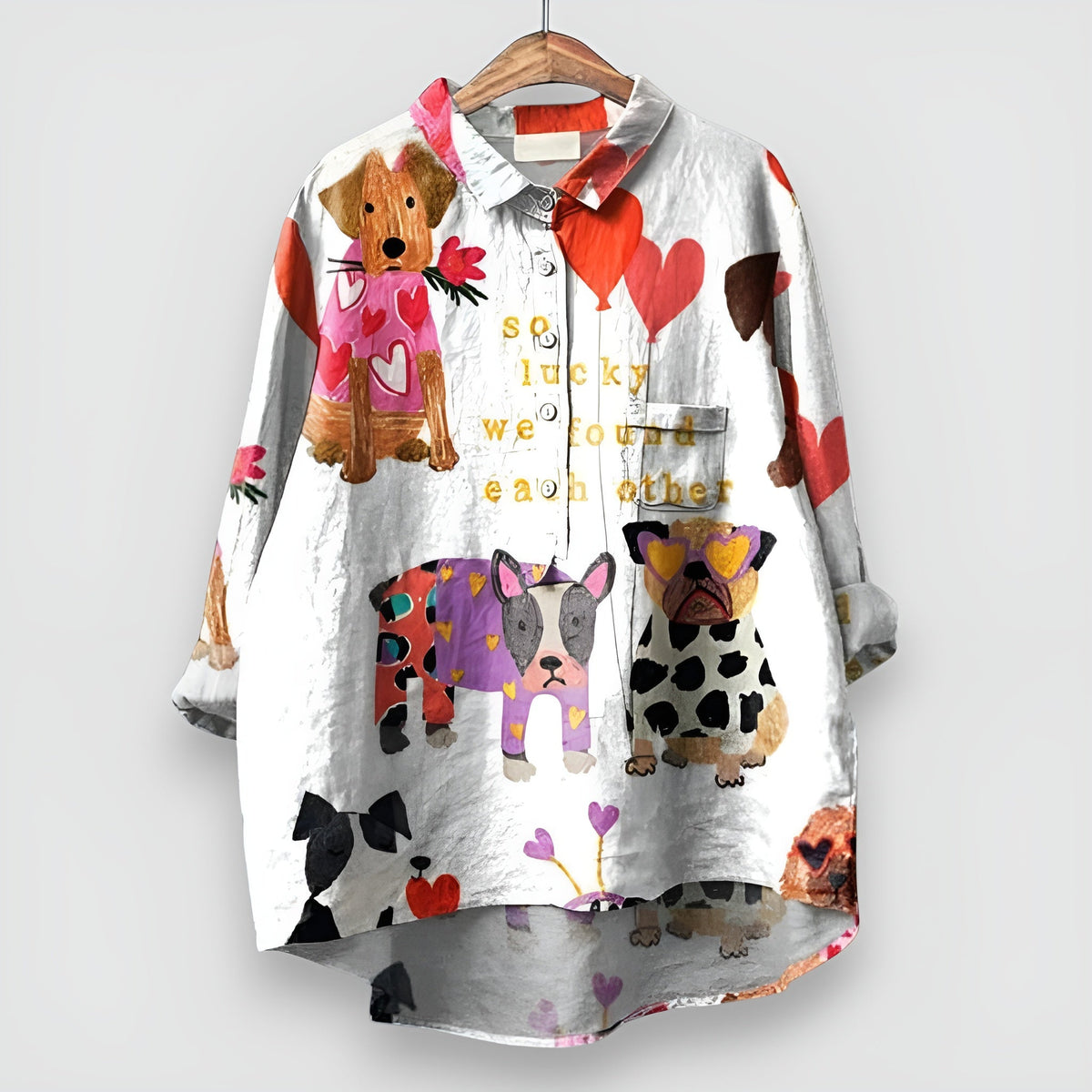 Kathrin - Bluse til kvinder med hundeprint