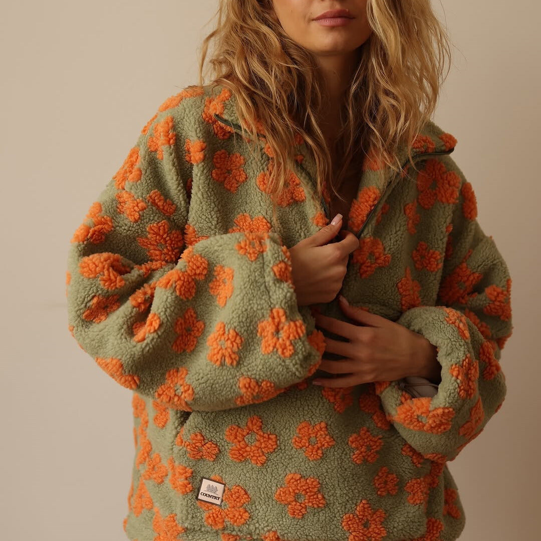 Maisy - Blød oversize trøje med blomster