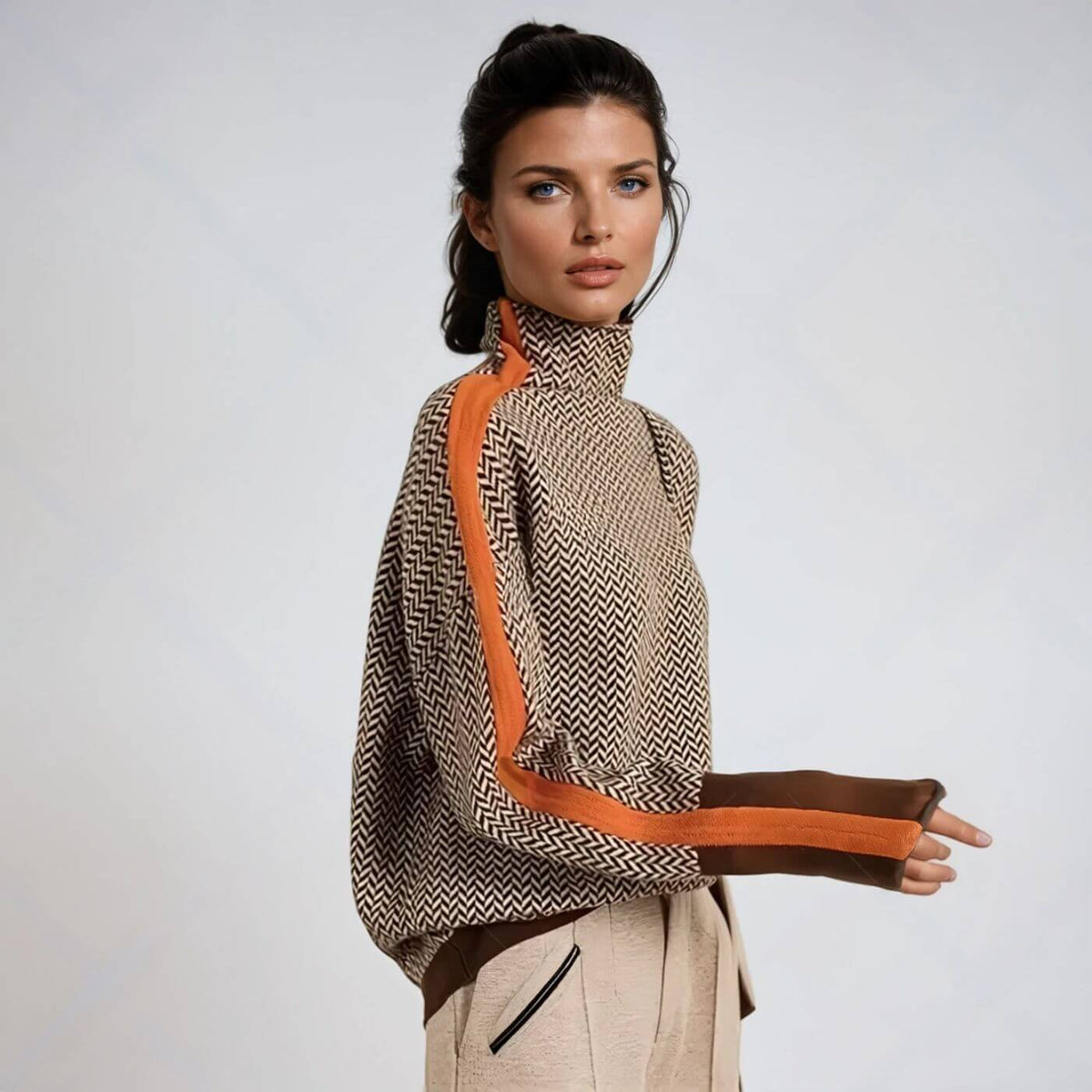 Hazel - Chic rullekravetrøje med sildebensmønster
