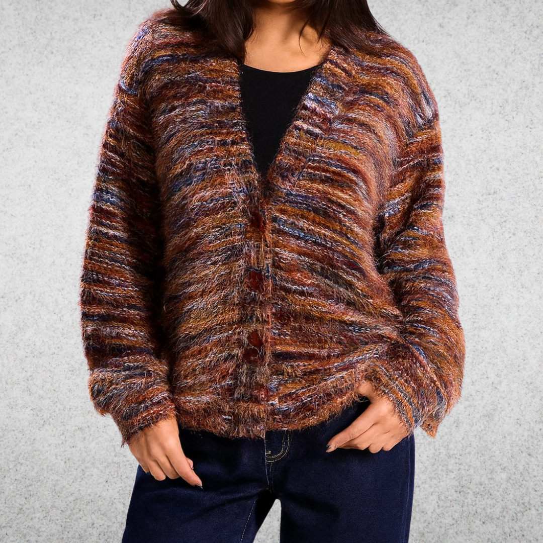 Mona - Afslappet flerfarvet cardigan