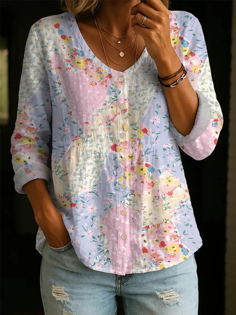 Margaret - Afslappet bluse med blomster