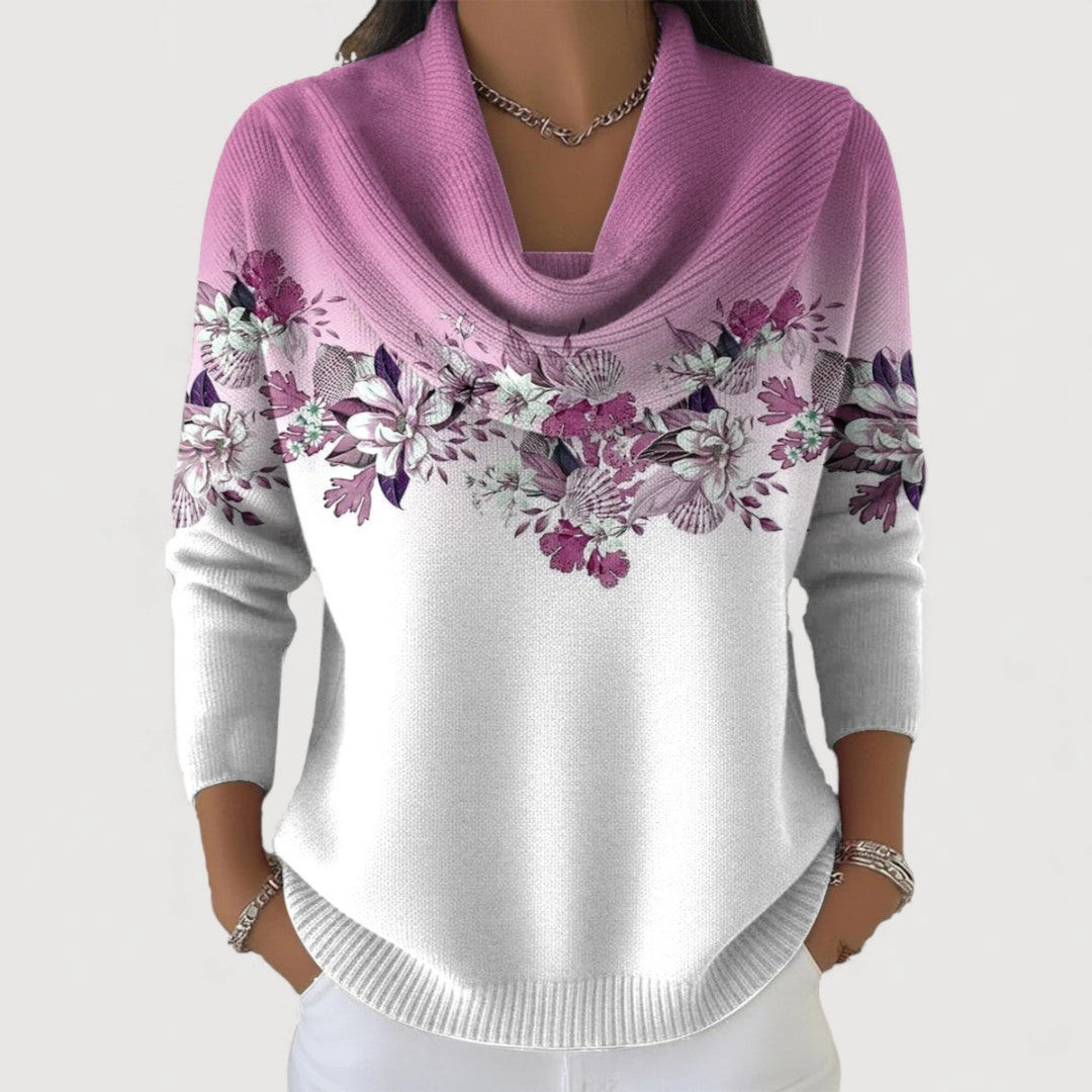 Amore - Elegant strikbluse med blomster